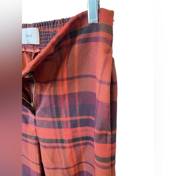 WILFRED NWT ARITZIA Dawna Check Plaid Barrel Leg Pant Burgundy Size Small Autumn - Picture 6 of 10